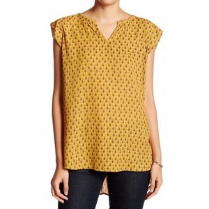 Pleione Mustard Yellow Printed Blouse - Size XL
